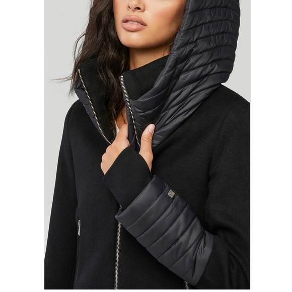 Soia & Kyo Jackets & Blazers - NWOT - SOIA & KYO Mixed Media Hooded Coat | Puffy | Black | Size 00